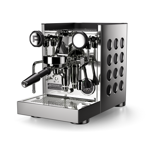 Black Chrome Rocket Espresso Appartamento TCA Front view at official Rocket dealer FREKKO