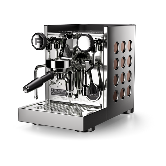Chrome Copper Rocket Espresso Appartamento TCA Front view at official Rocket dealer FREKKO