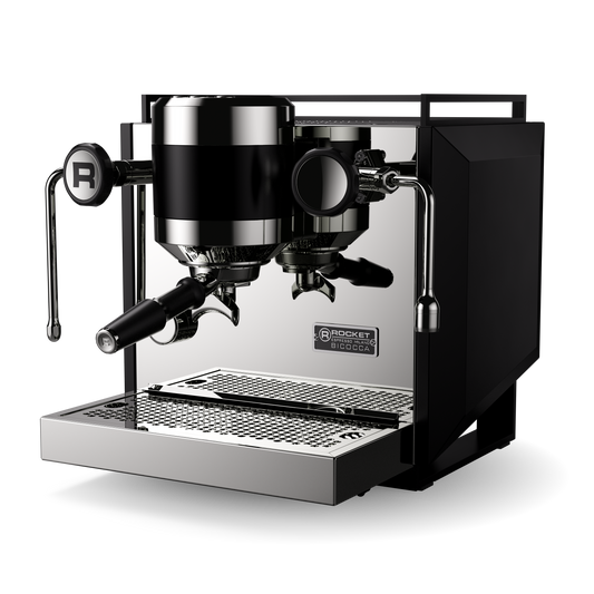 Chrome Rocket Espresso Bicocca Espresso Machine Dual boiler Black FREKKO